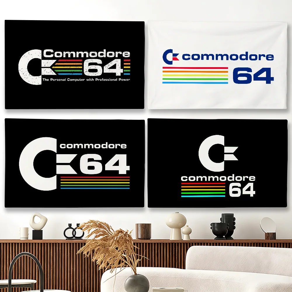 Bandera con logotipo de C-Commodore 64, adecuada para fiestas, clubes, decoración de paredes interiores y exteriores, regalo para fanáticos