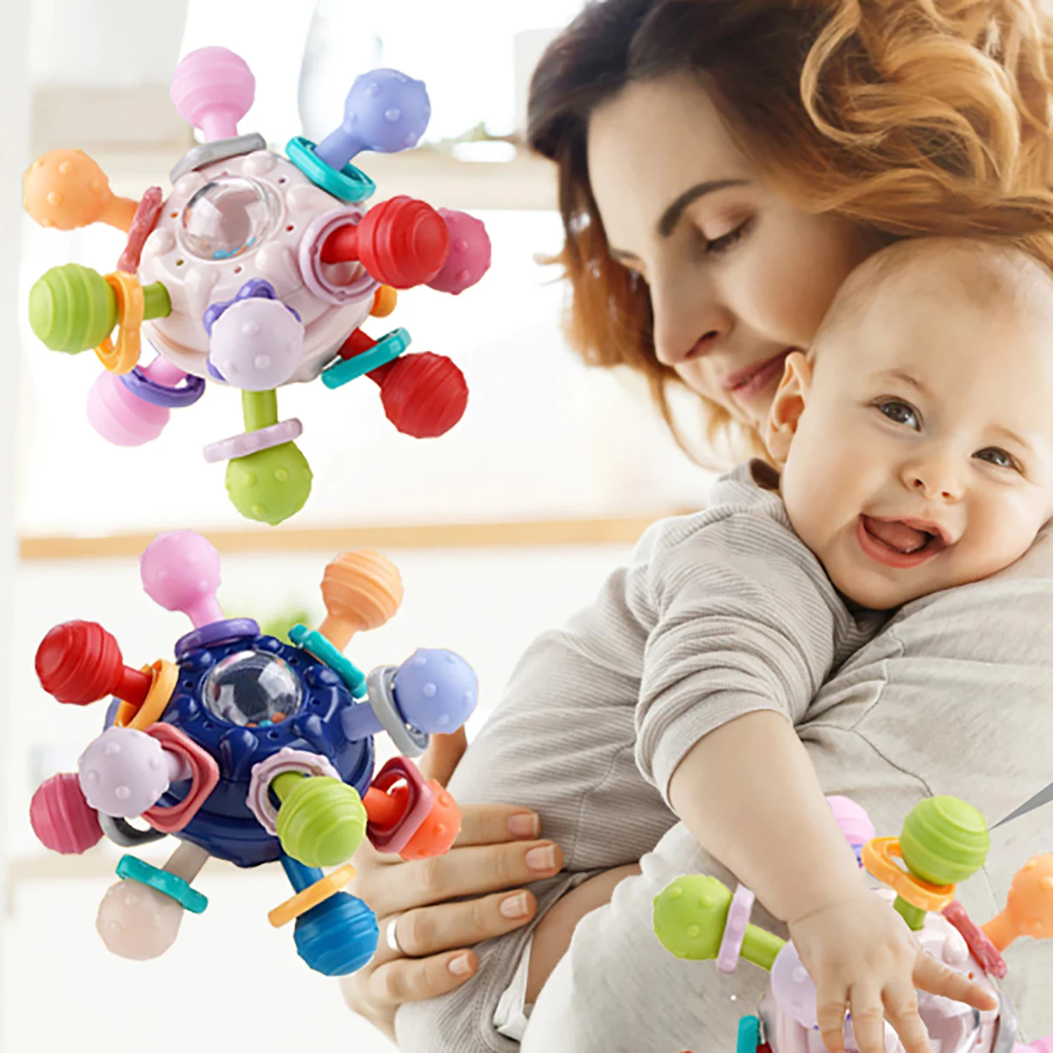 Rattle & Sensory Teether Bed Bell Silicone Montessori Ball Newborn Baby Toys Children\'s Kids Gift Development Games 0 Months+