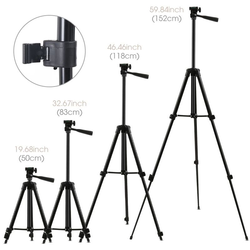 แหวนไฟ26ซม. พร้อมขาตั้งขาตั้งกล้องแบบยืดได้152ซม. ไฟ LED วงกลมพร้อมที่วางโทรศัพท์โทรศัพท์แม่เหล็กรถไฟสำหรับวิดีโอสด