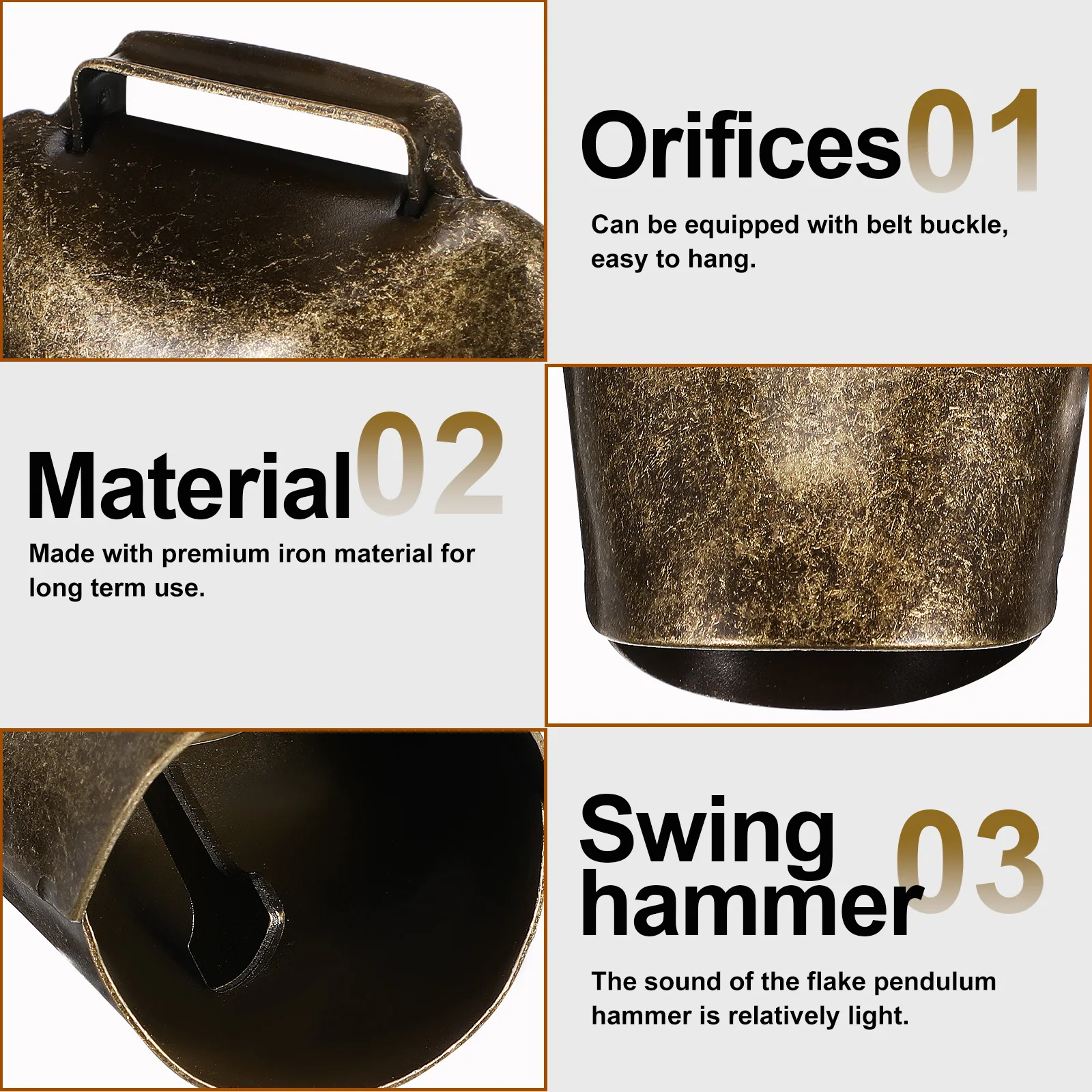 2 pcs Thickened Cow Sheep High-Quality Iron Animal Hanging Bell For Farming Livestock Anti-Lost Device Bell Decor For Horse Cow