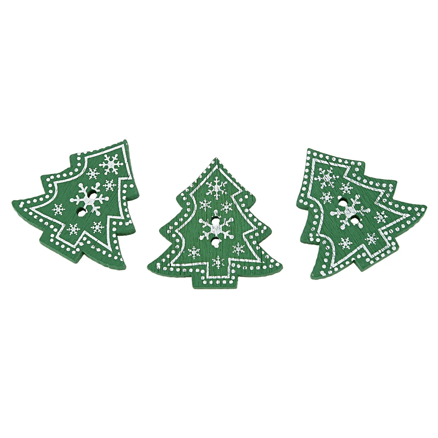 25pcs Christmas tree Shape Decor Embellishment Wooden Buttons With Two Holes For Sewing Scrapbook Crafting