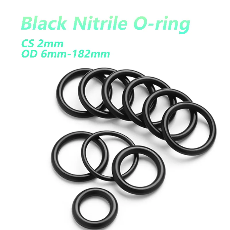 3Pcs Black Rubber Ring NBR Sealing O Ring CS 2mm OD6/7/8/9/10-182mm Silicon High Pressure Repair Oil Resist Band Sealing Ring