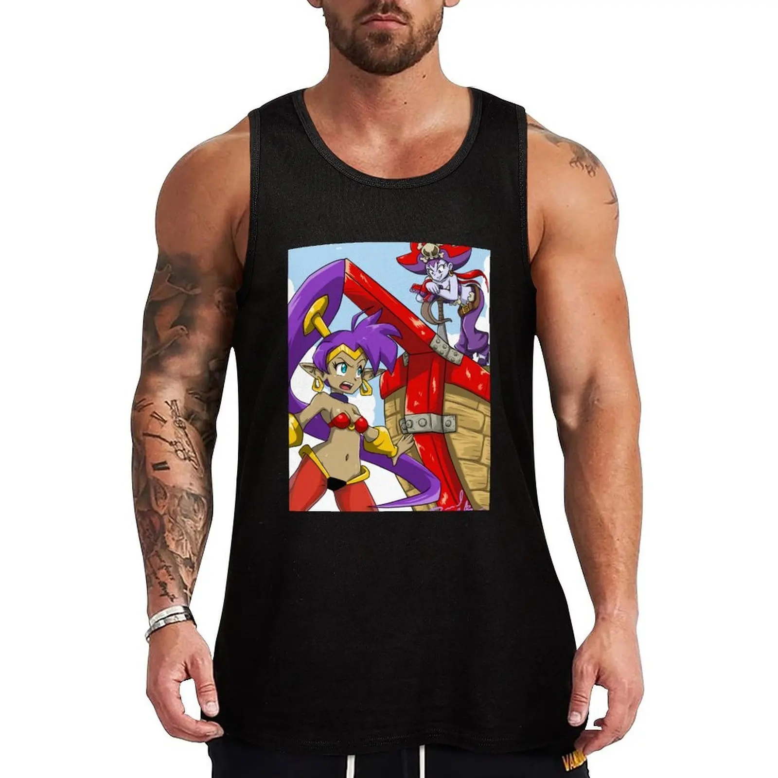 Camiseta sin mangas industrial resistente Shantae vs Risky, top sin mangas duradero