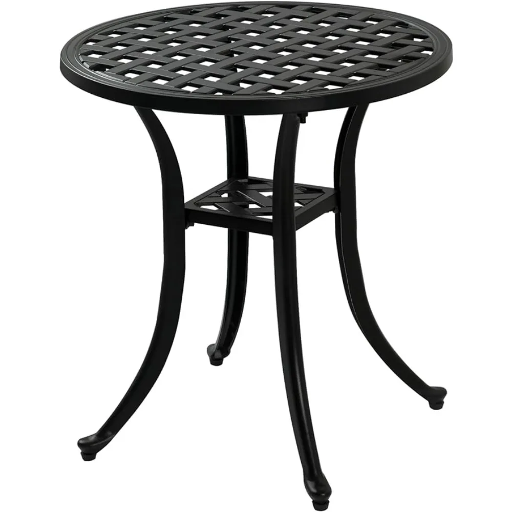 ZOTORUN Outdoor Cast Aluminum Side Table End Table Patio, Backyard,  Indoor Companion, Easy Maintenance Weather Resistant, Black