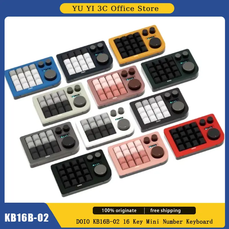 

DOIO KB16B-02 16 Key Mini Number Keyboard with Three Knobs OLED Screen Customization Portable Mechanical Keyboard Laptop Office