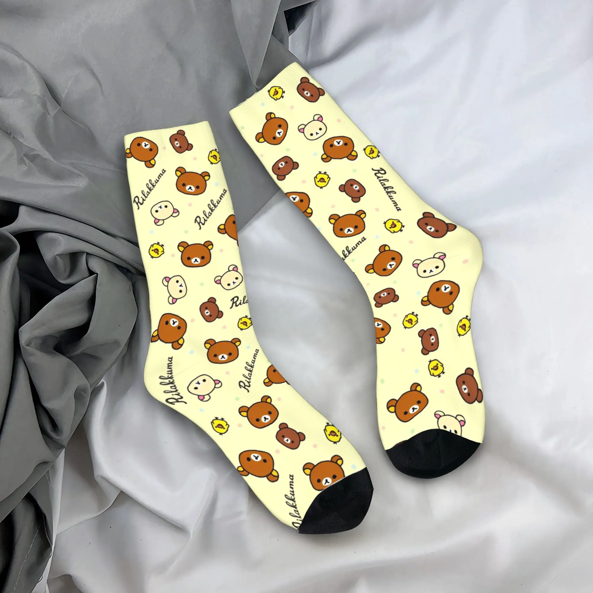 

Cool Kawaii Rilakkuma Cartoon Skateboard Socks Polyester Middle Tube Socks for Unisex Breathable