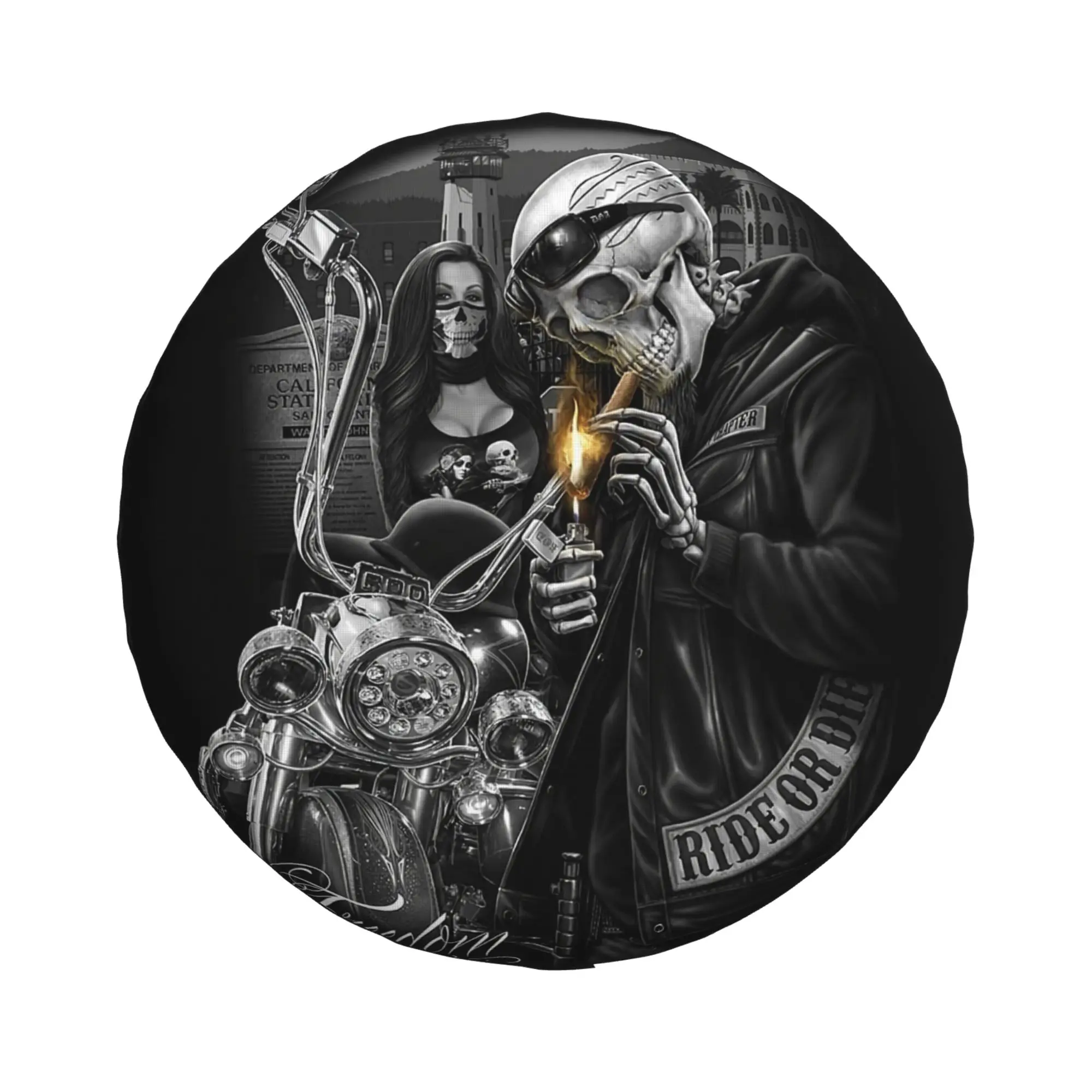 

Smoke Skull Ride Motorcycle Proof Wheel Tire Cover Wheel Cover Auto Accessoires for Men for Cars SUV RV Car Accessories One Size