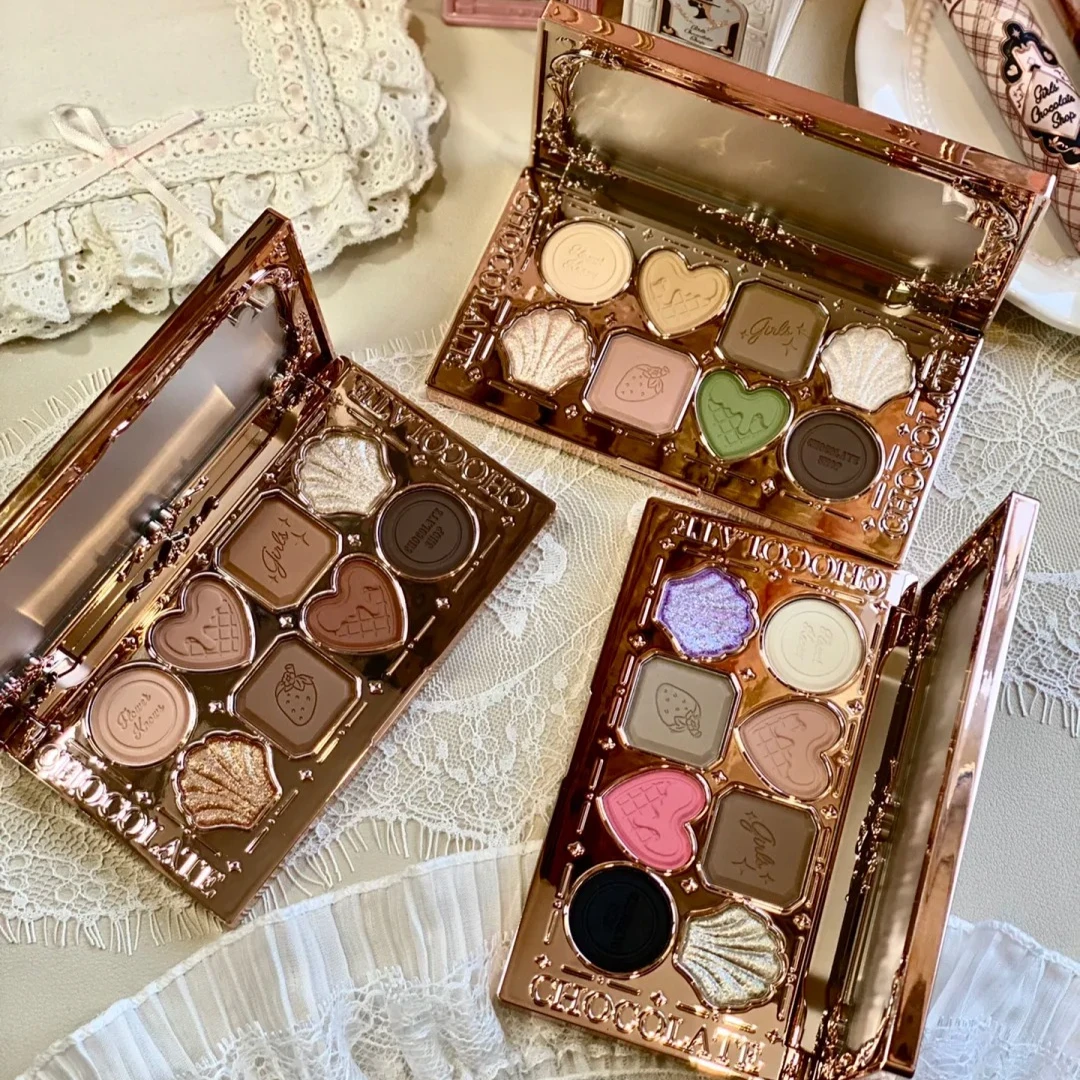 Flower Knows Chocolate Shop 8 Colors Eyeshadow Palette Shimmer Matte Chameleon Pressed Glitter Long Lasting Eye Shadow