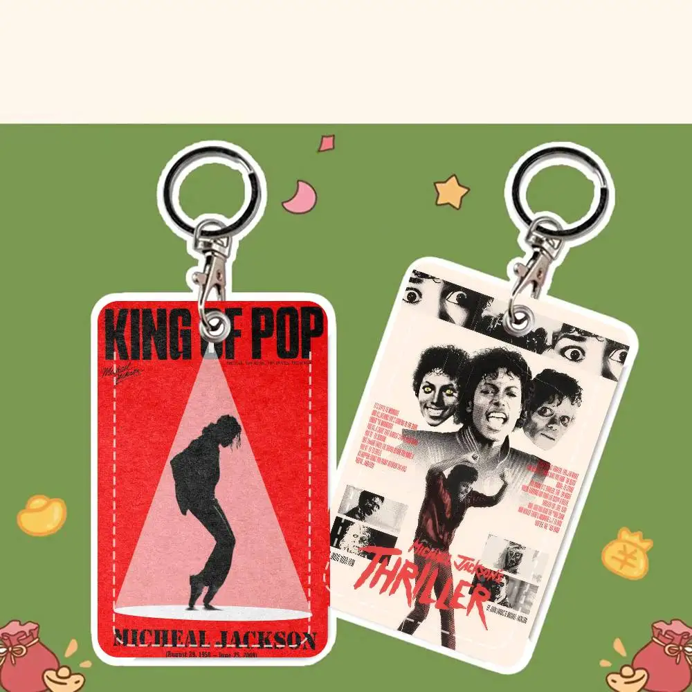 Singer Michael Jackson Stylish Leather Card Holder Keychain  Travel-Friendly Case for Essentials