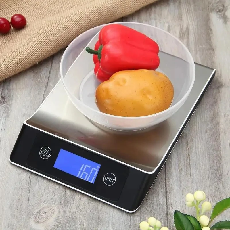 Kitchen Electronic Digital Scales 15Kg/1g Weighs Food Cooking Baking Coffee Balance Smart Stainless Steel Digital Scale Grams