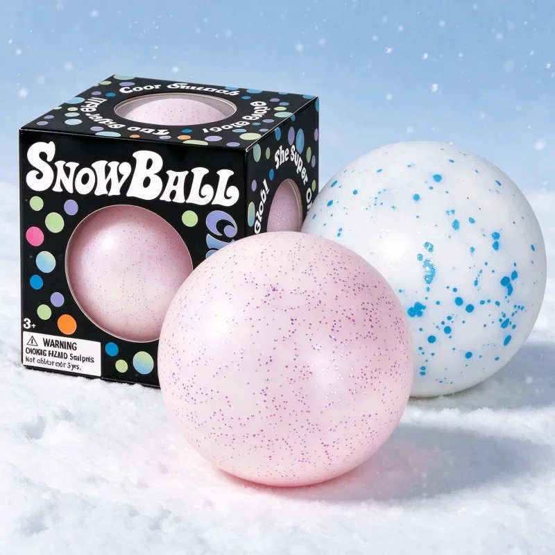 Snow Ball Squishy Fidget Toy Dough-Filled Non-Toxic Anti-Stress Relief Quick Rebound Squeeze Sensory Calming Toy for Adults ADHD