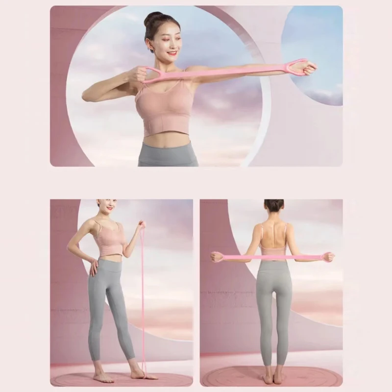 1 Pc 8-shaped Puller Yoga Auxiliary Household Elastic Band Fitness Equipment Open Shoulder Beauty Back Elastic Band