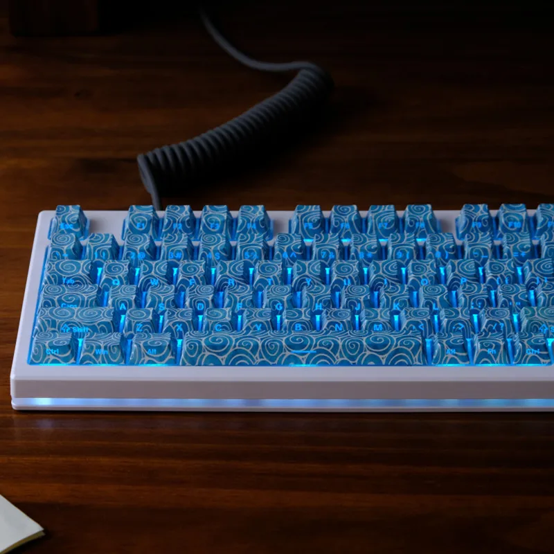 KBCaps 136 Tasten Blue Swirl Seitenlicht PBT Farbstoffsublimation Kirschprofil Tastenkappen Set für MX Switch Gaming mechanische Tastatur