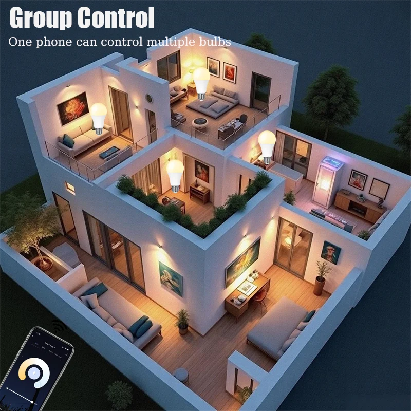 Tuya Smart WiFi Bluetooth LED لمبة أضواء مع توقيت التحكم الصوتي عبر Alexa Google Assistant Smart Life APP Group E27 15W #6