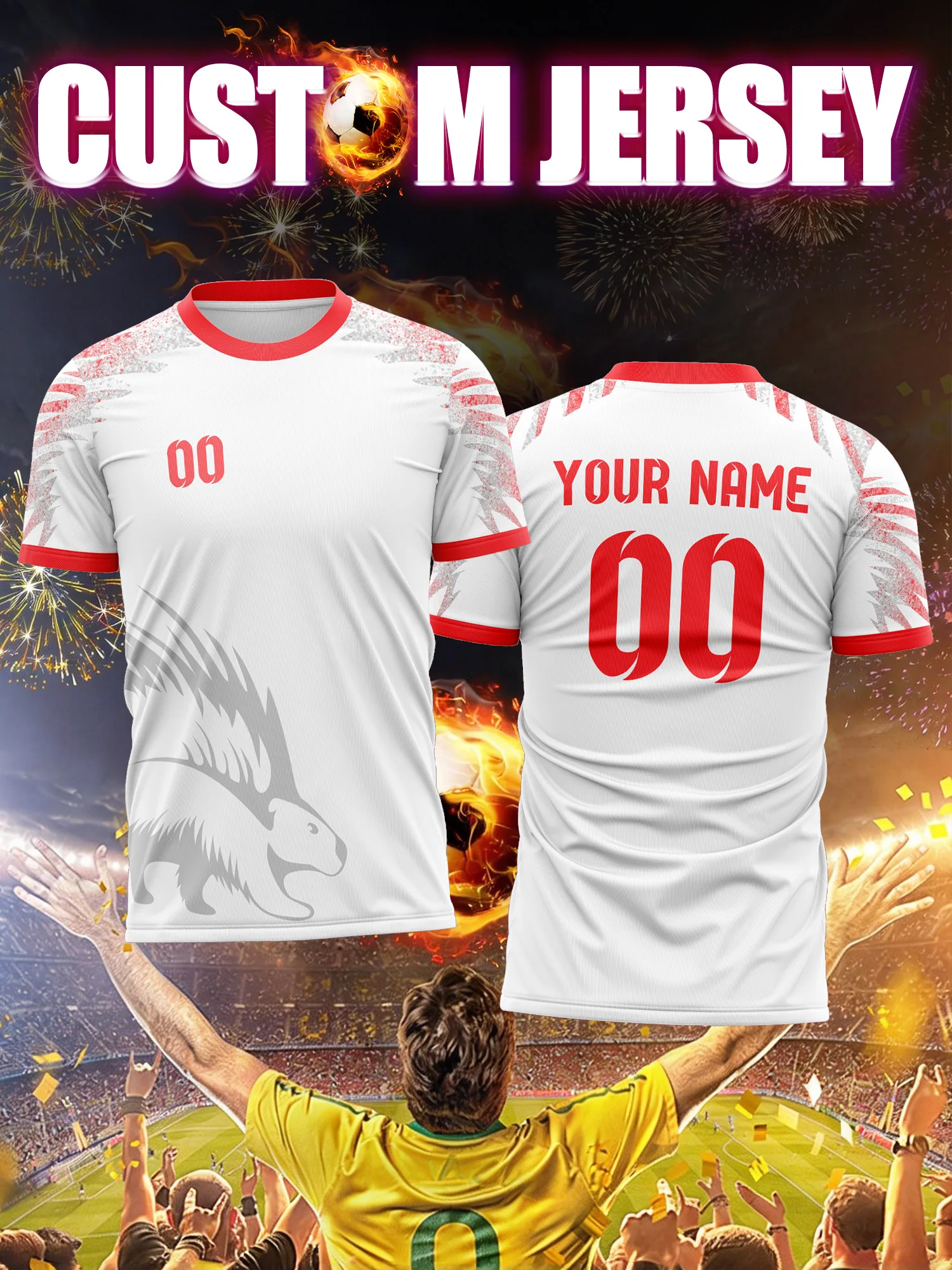 

Футболка с индивидуальным изображением, номером и именем, повседневная уличная рубашка, модная футбольная одежда для отдыха