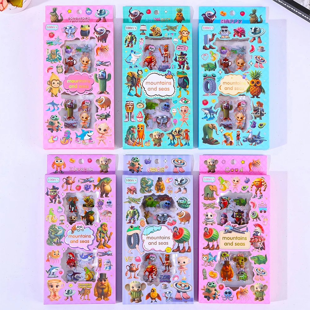 

100pcs Abstract Tung Tung Sahur Animal Cartoon Stickers Funny Italian Brainrot Animals Decoration Decals for Luggage Phone Diary