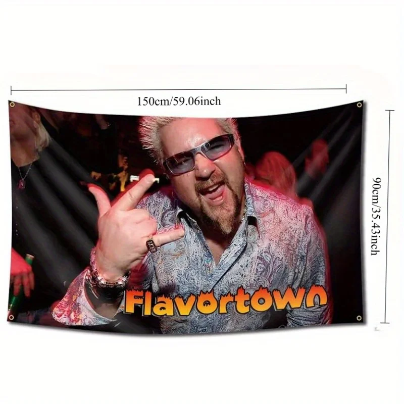 Guy Fi-eri Flavo-rtown Flag 3x5Ft Guy Fieri Funny Tapestry for Art Deco For Living Room Bedroom Dorm Wall Art Decor