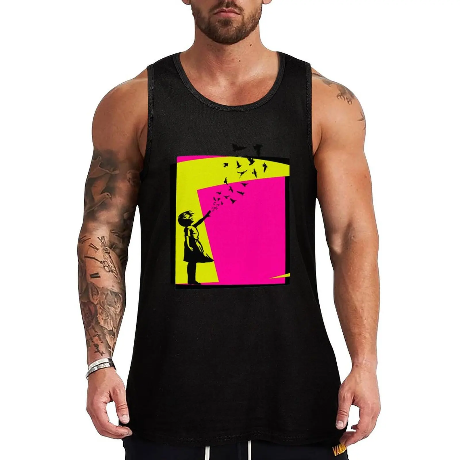 

Banksy Ballon girl Tank Top Vest for boy Men's singlets running shirt underwear
