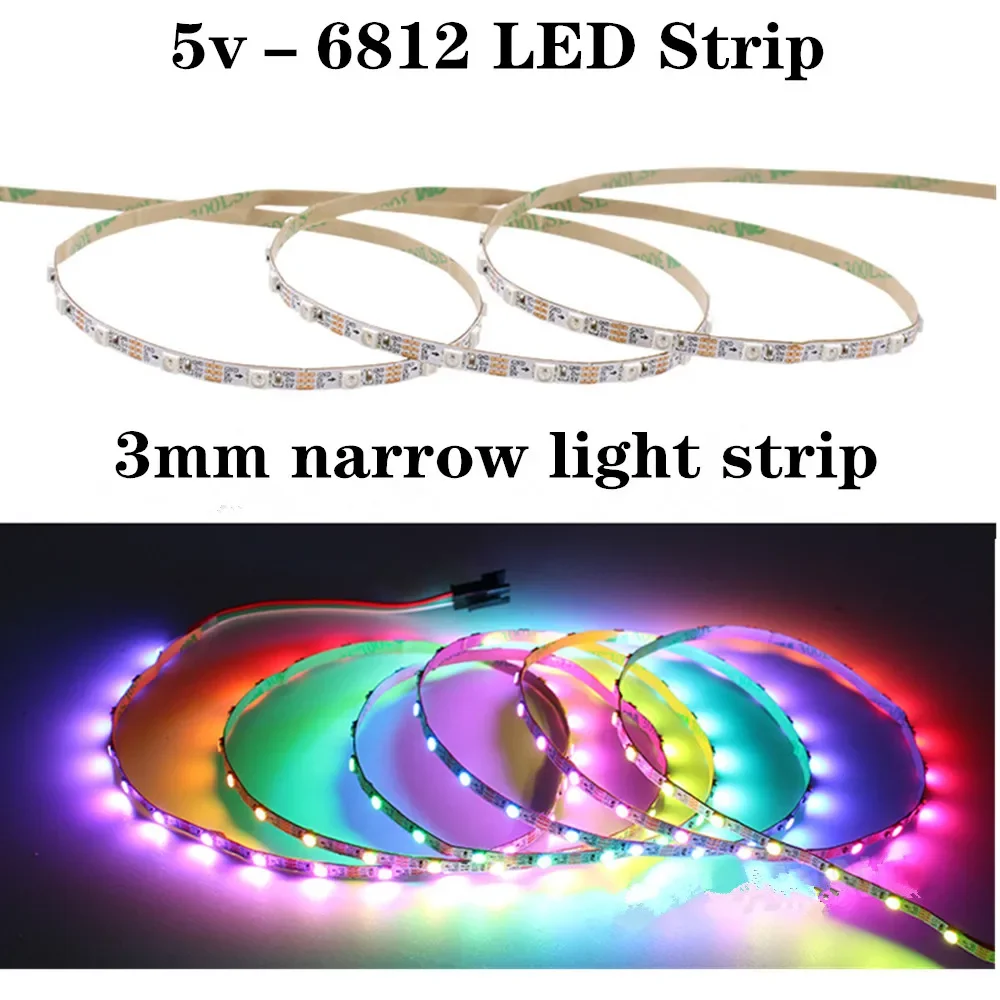 3 mm smalle breedte PCB WS6812B Pixel LED-strip Individueel adresseerbare RGB Pixel Strip IP20 5V 60leds/m
