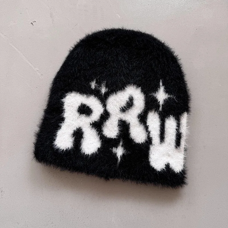 Neue Ins Beliebte Unisex Herbst Lustige Hut Nerz Pelz Winter frauen Kappe Mit Brief Beanies Hut Männer Warme Weiche Skullies bonnets Geschenk – Detail 20