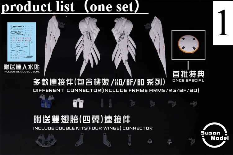 1/144 Wing Kit White Snow Cannon Model Details Accessories for RG HG Frame Arms Girl Mobile Suit Model Building Hobby DIY Parts