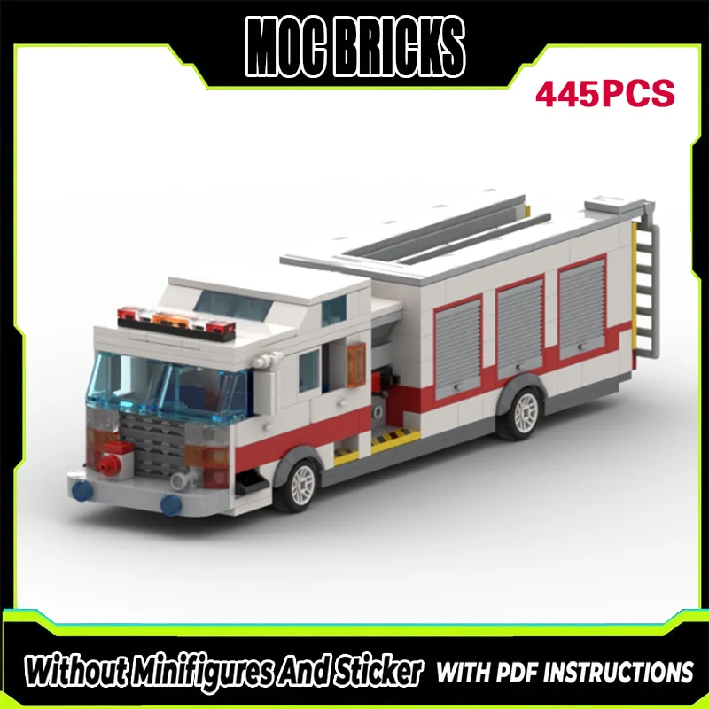 

Модель городской пожарной машины MOC из строительных блоков, белая, модульная, технологичная, детский подарок на праздник, набор для сборки игрушек
