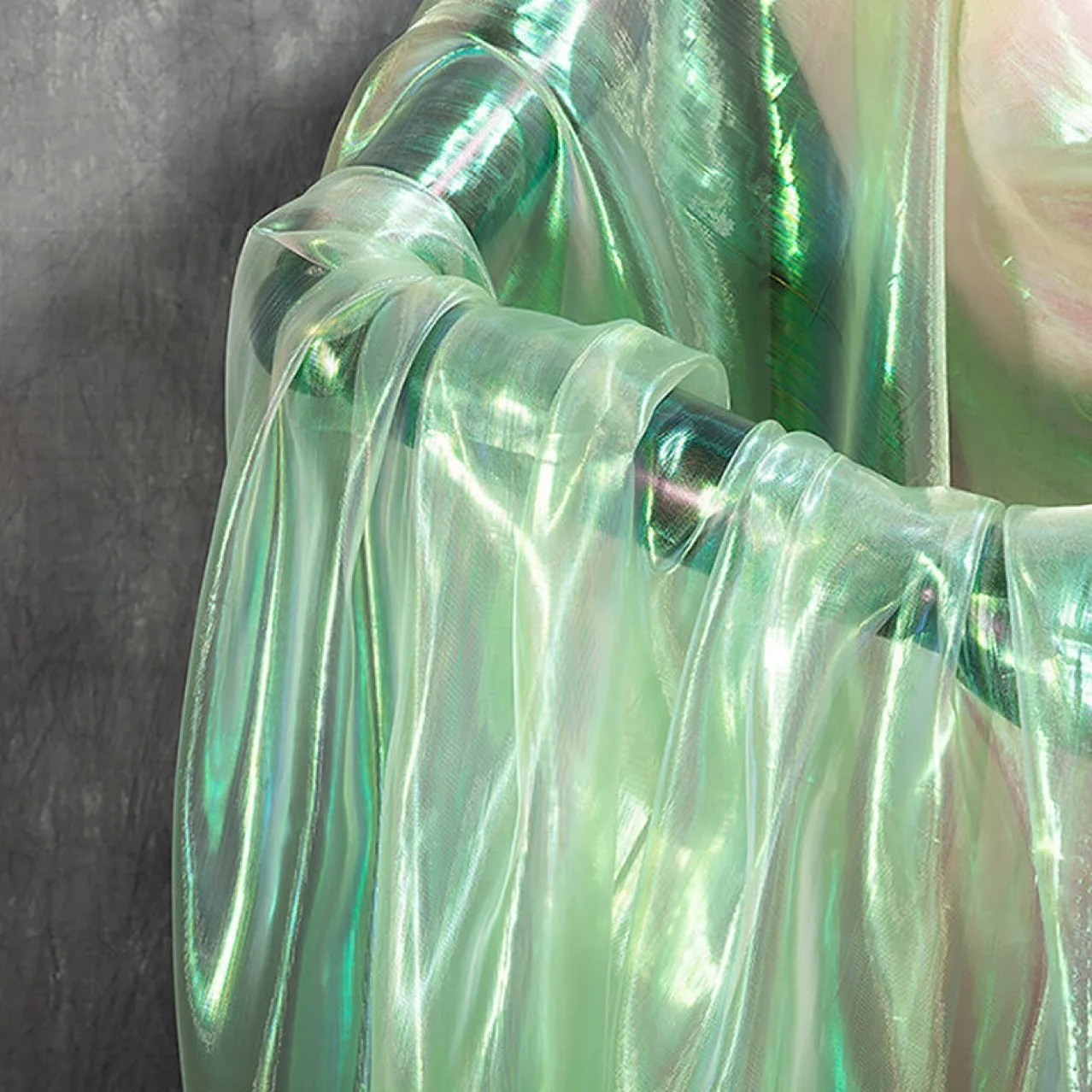 7 Colors Laser Gradient Color Holographic Organza Fabric Translucent Sheer Mesh Material Evening Dress Tulle Fabric view 5