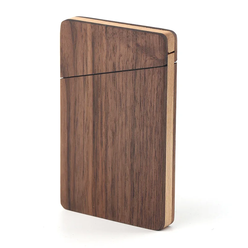 Black Walnut Portable Wooden Business Card Case ID Name Card Sleeve Office Supplies for Men Women