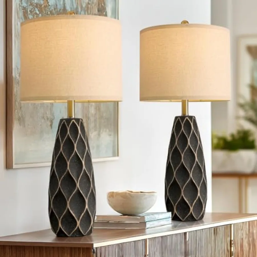 

27.5" Ceramic Table Lamps for Bedroom Living Room Lamps Set of 2 Modern Bedside Nightstand Lamp Farmhouse Vintage Rustic Boho R