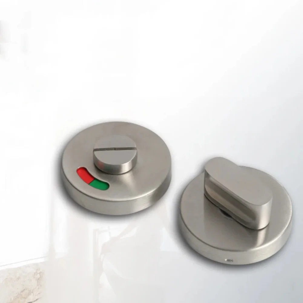 مقبض مقبض قفل من الفولاذ المقاوم للصدأ لأبواب الحمام مع دوران 360 درجة ومؤشر ألوان لحالة الإشغال