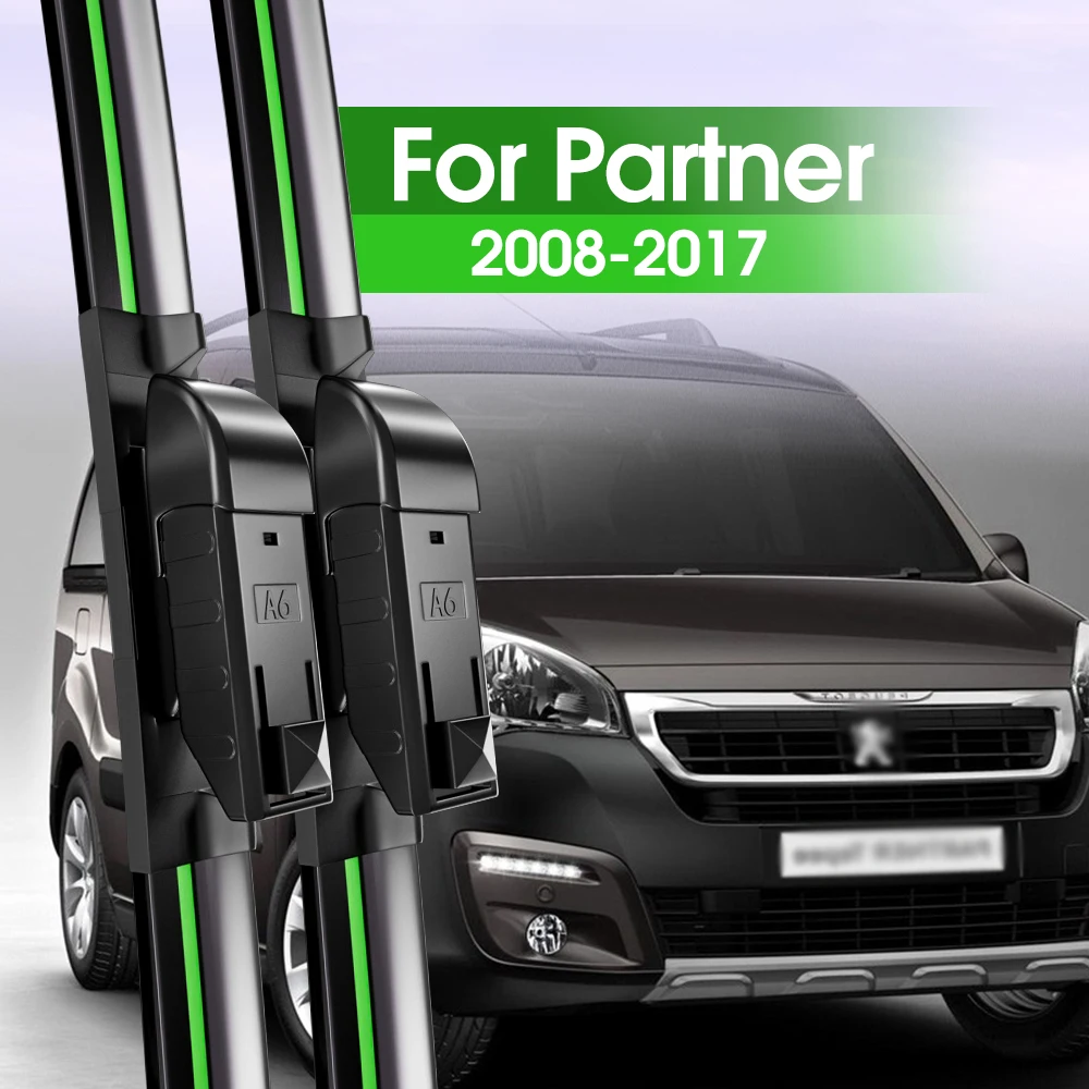 2pcs Front Windshield Wiper Blades For Peugeot Partner 2 2008-2017 2009 2010 2011 2014 2015 2016 Windscreen Window Accessories