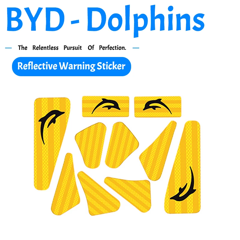 

10 шт., светоотражающие наклейки для дверей автомобиля BYD Dolphin 2024 2023 2022
