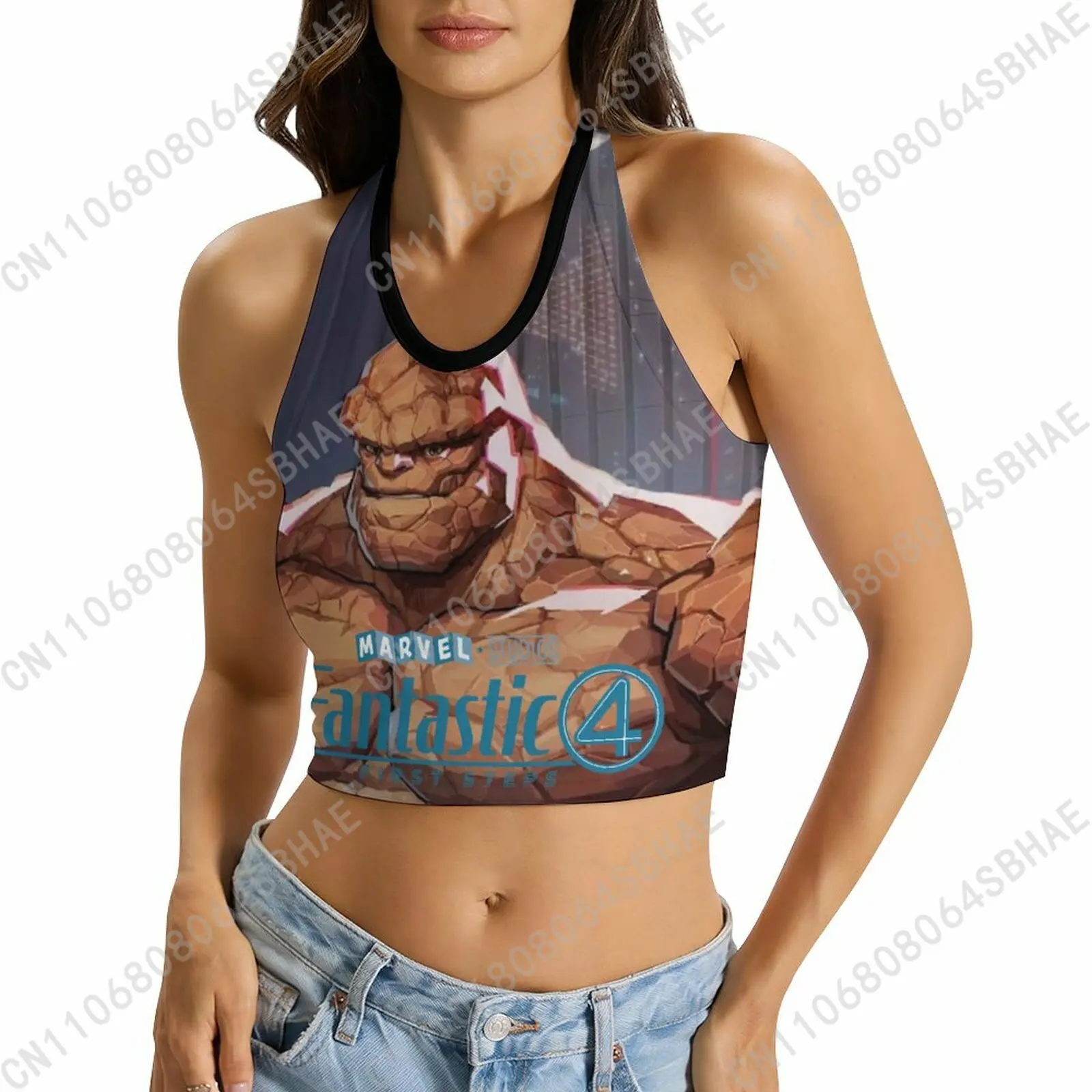 

Marvel Things Custom Photo Women's Halter Top Personalized Picture Tie Back Cami Upload Your Gift Wife Girlfriend Cosplay