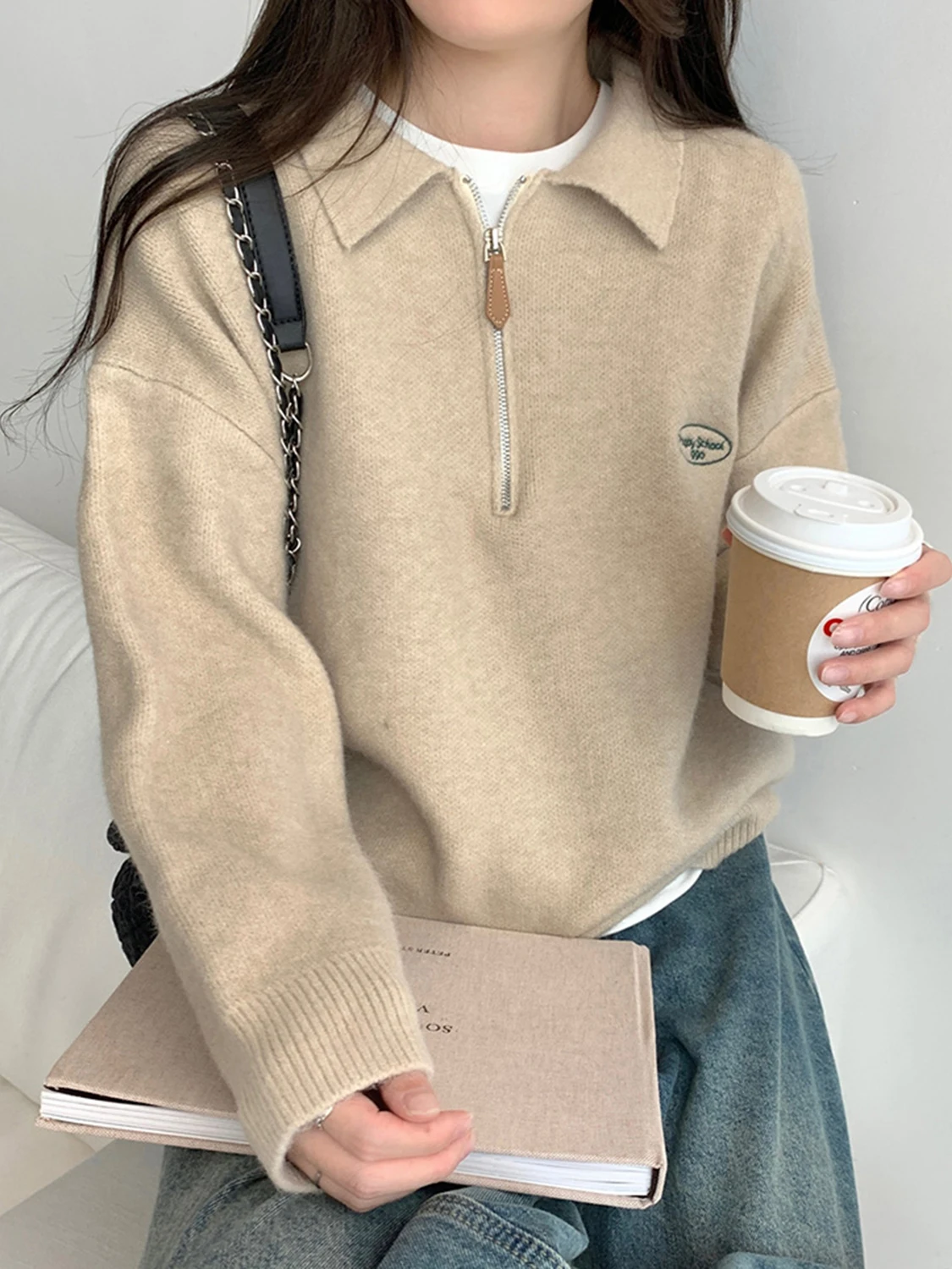 

Korean Sle Loose Ne Knitted Sweater Women's Casual Design Autumn Winter New Faion Inner Wear College Sle