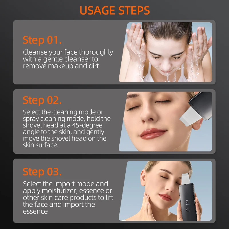 Ultrasonic Ionic Acne Pore Cleanser Peeling Blackhead Removal Deep Cleansing Ultrasonic Skin Scrubber Facial Scoop Cleanser