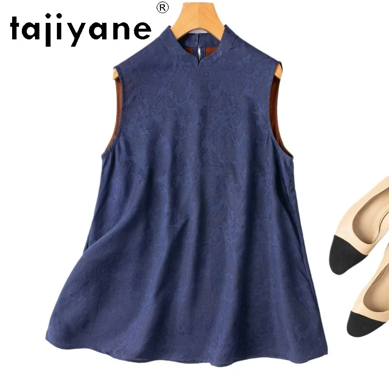 TAJIYANE Real Xiangyun Sha Women's Tanks 100% Mulberry Silk Stand Collar Vest Sleeveless Summer Tops for Woman Clothing 2026 топ