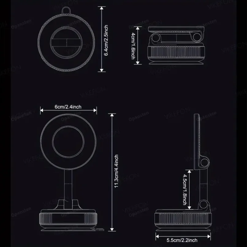 360 °   حامل هاتف مغناطيسي للسيارة قابل للدوران وكوب شفاط المكنسة الكهربائية لهاتف Magsafe iPhone 16-12 Samsung Xiaomi حامل للهاتف الذكي القابل للطي