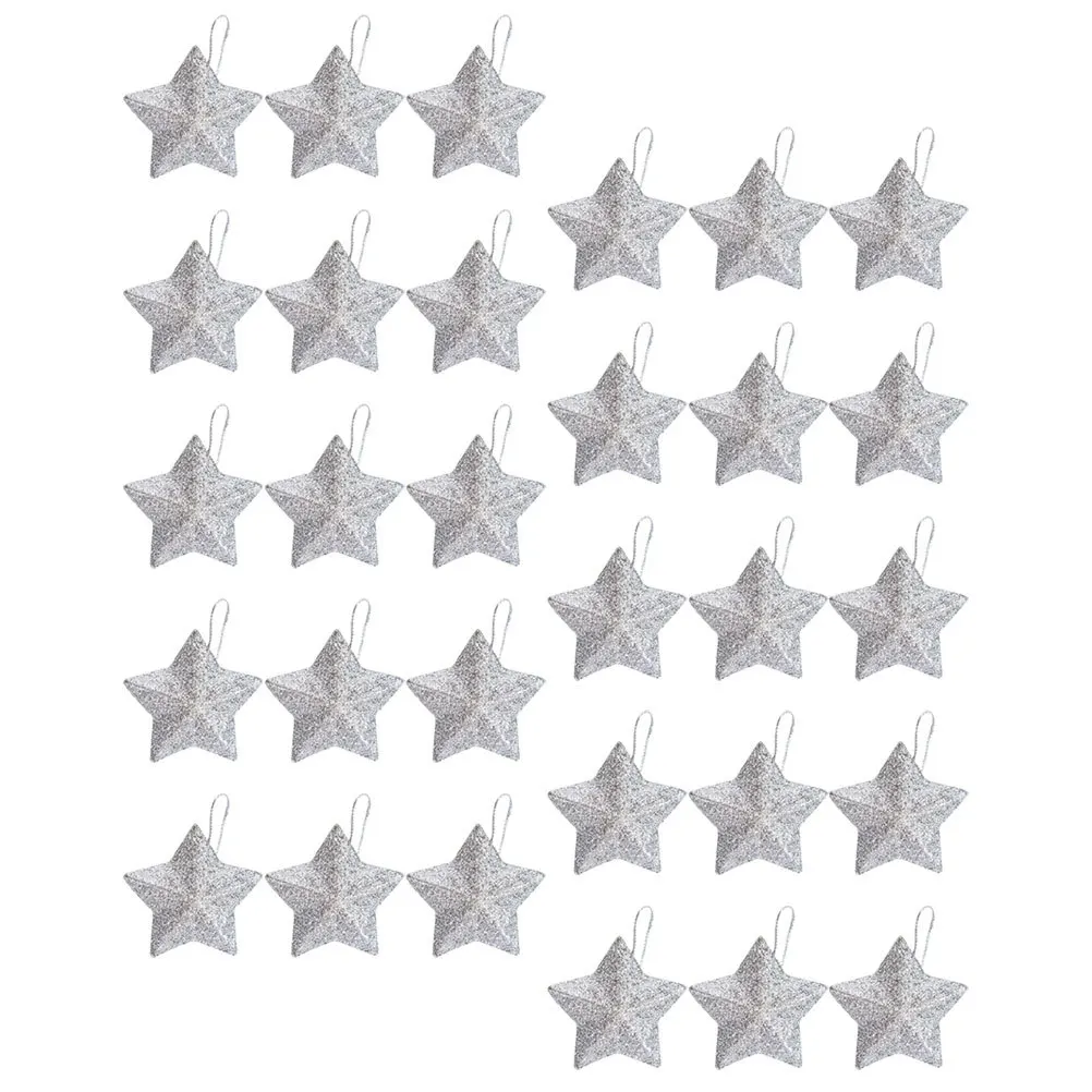

30 Pcs Christmas Outdoor Decorations Ornaments Traditional Glitter Star Hanging Garlands