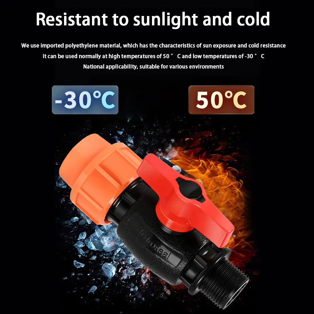 PE Compression Male Thread Ball Valve PN16 Quick Connect No Hot‑Melt Leak‑Proof for Garden Irrigation Water Pipe 20/25/32mm