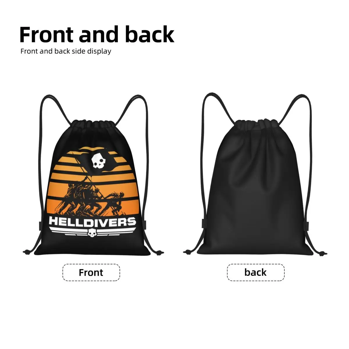 Shooting Games Helldiverss Drawstring Backpack Women Men Gym Sport Sackpack Foldable Shopping Bag Sack