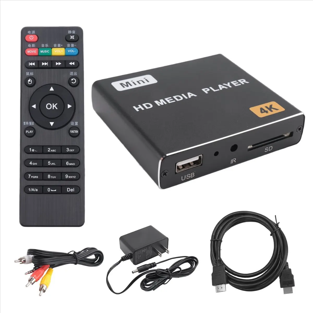 مشغل وسائط ABGN Mini 4K HDD 1080P مشغل فيديو رقمي أفقي وعمودي مع محرك أقراص USB/بطاقات SD قابس أمريكي #4