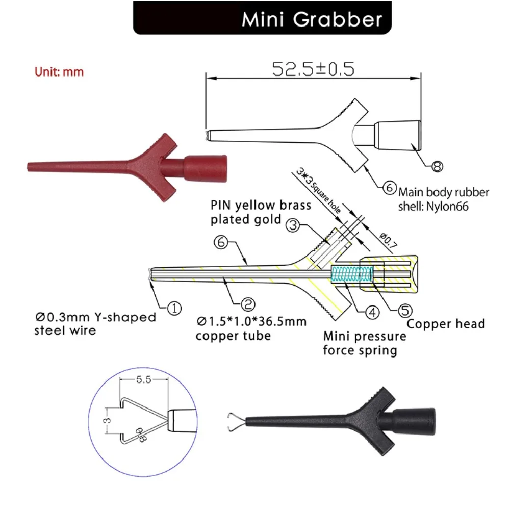 Mini SMD Test Clips IC Spring Hook Grabber Multimeter Test Clamp Leads Cable Mini Aircraft Test Hook For  Adapter Programming