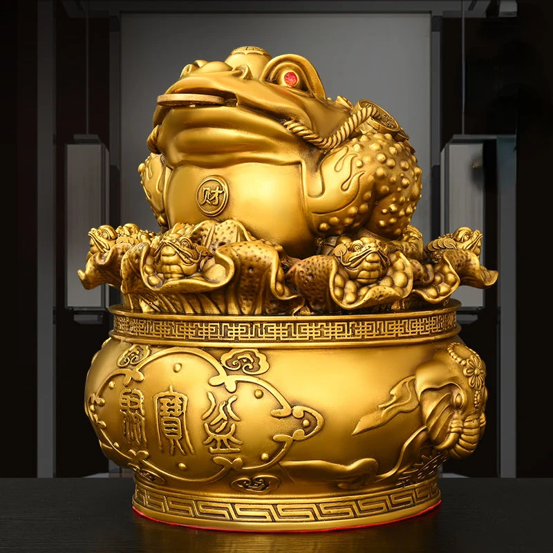 Wealth All Copper Golden Toad Ornament Three Legged Golden Toad Treasure Bowl Hundred Wealth Golden Toad Home Living Ornaments