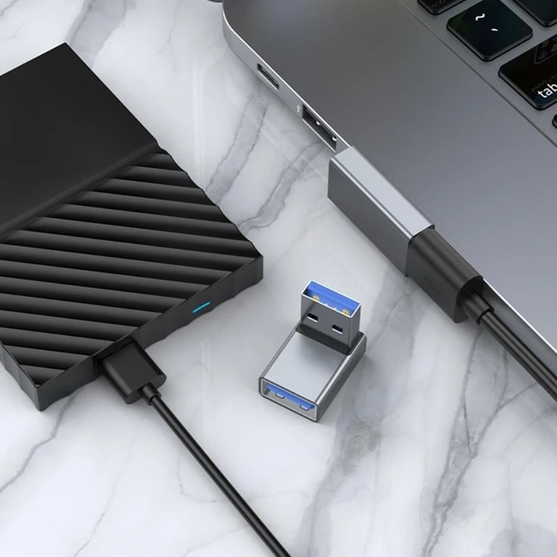 ラップトップおよびPC用のUSB 3.0アダプター,90度直角,オス-メスカプラコネクター,USB充電器延長コンバーター