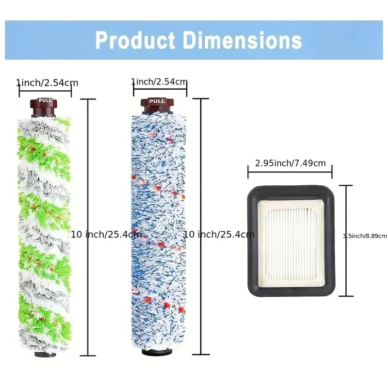Pièces de rechange compatibles avec la brosse de nettoyage roulante, rouleau de brosse Crosswave et filtre pour pièces de rechange Bissell Crosswave