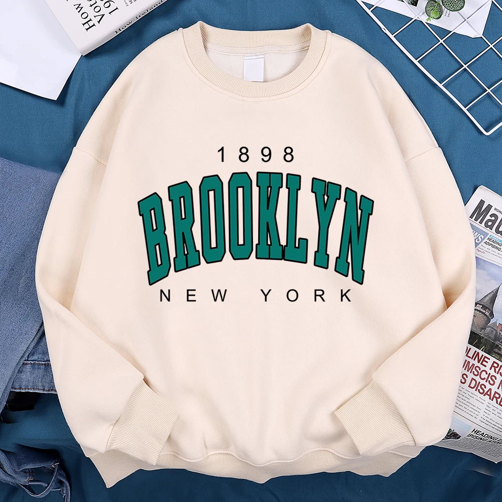 1898 Brooklyn New York Sweatshirts Man Fashion Pullover Sportswear Crewneck Warm Hoodie Autumn Fleece Loose Women Hoodie Couple