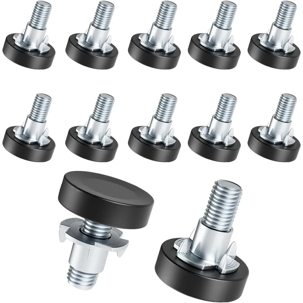 

1/4 Thread Leveling Feet, 12 PCS Adjustable Furniture Levelers with T-Nuts, Threaded Screw-in Table Feet for Individual Adjustme