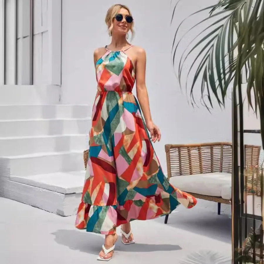

【New style】Summer new women's dress, , hot sale, fashionable printed dress, big swing long dress