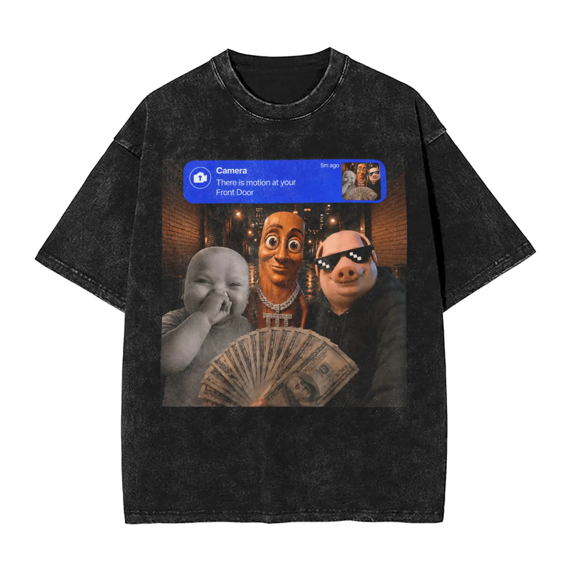 Motion at Your Front Door Tung Sahur John Pork Ai Baby Meme T-Shirts Men Unique Cotton Tees Round Neck Short Sleeve T Shirt