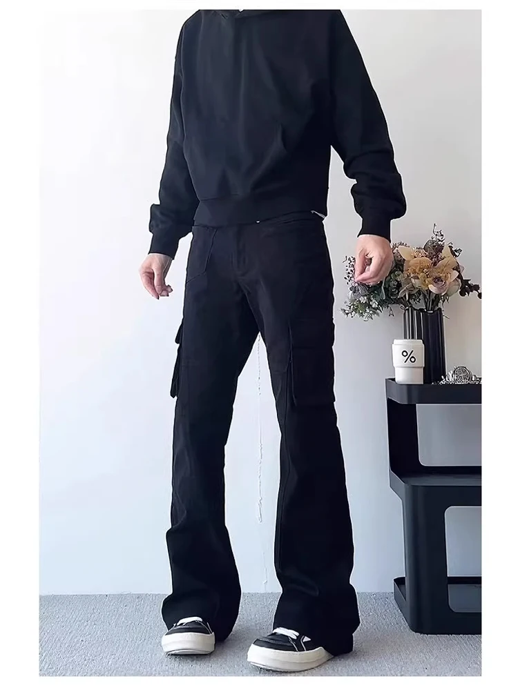 Cleanfit American Retro Multi ket Workwear Jeans Slimming High Rise Casual Pants Wide Leg Jeans mid Waist Spring Youth Trend